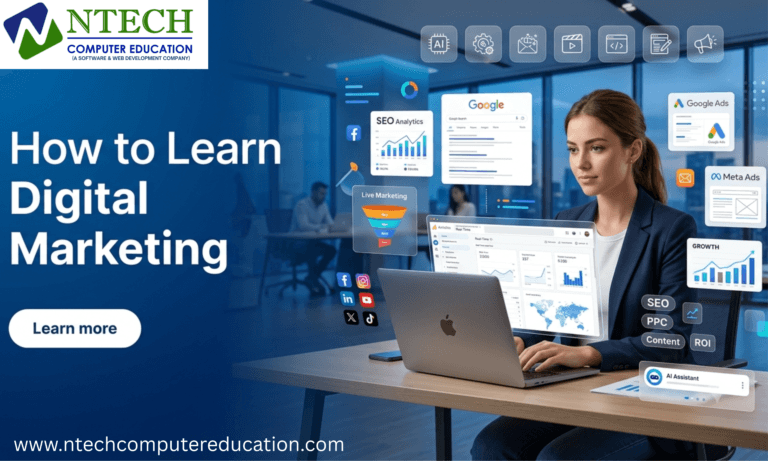 How to learn digital marketing in 2026 with SEO, Google Ads, social media marketing, analytics, and content marketing tools.